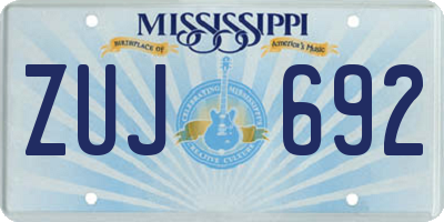 MS license plate ZUJ692