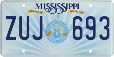 MS license plate ZUJ693