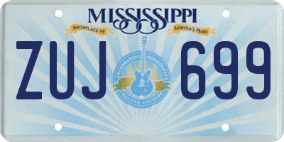 MS license plate ZUJ699