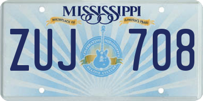 MS license plate ZUJ708