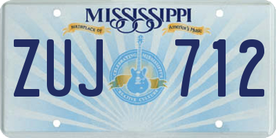 MS license plate ZUJ712
