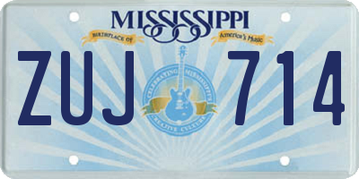 MS license plate ZUJ714