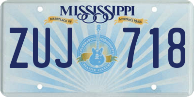MS license plate ZUJ718