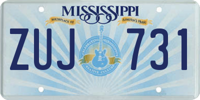 MS license plate ZUJ731