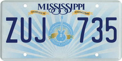 MS license plate ZUJ735