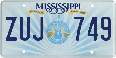 MS license plate ZUJ749