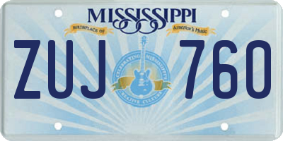 MS license plate ZUJ760
