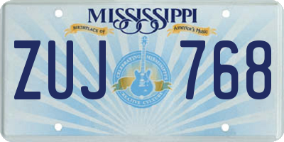 MS license plate ZUJ768