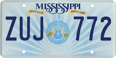 MS license plate ZUJ772