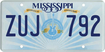 MS license plate ZUJ792