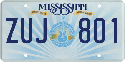 MS license plate ZUJ801