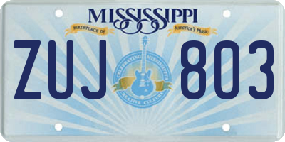 MS license plate ZUJ803