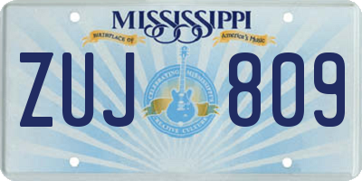 MS license plate ZUJ809