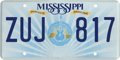 MS license plate ZUJ817