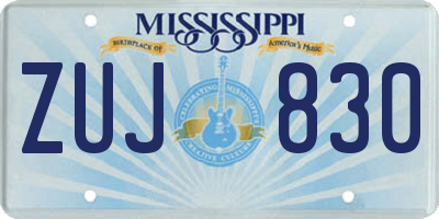 MS license plate ZUJ830