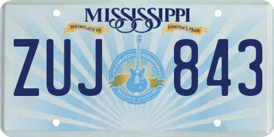 MS license plate ZUJ843