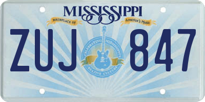 MS license plate ZUJ847