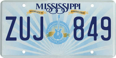 MS license plate ZUJ849