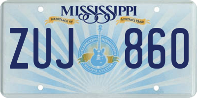 MS license plate ZUJ860