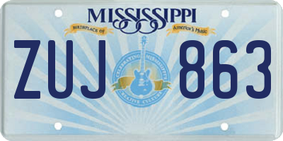 MS license plate ZUJ863