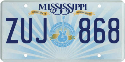 MS license plate ZUJ868
