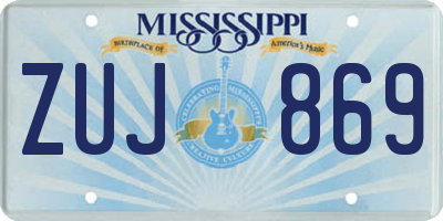 MS license plate ZUJ869