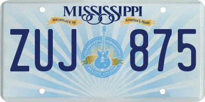 MS license plate ZUJ875