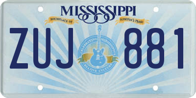 MS license plate ZUJ881