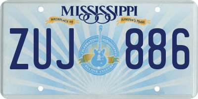 MS license plate ZUJ886