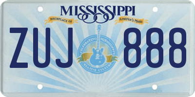 MS license plate ZUJ888