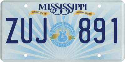 MS license plate ZUJ891