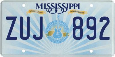 MS license plate ZUJ892