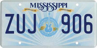 MS license plate ZUJ906