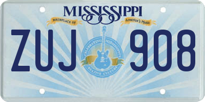 MS license plate ZUJ908