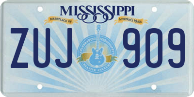 MS license plate ZUJ909
