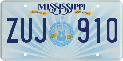 MS license plate ZUJ910