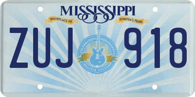 MS license plate ZUJ918