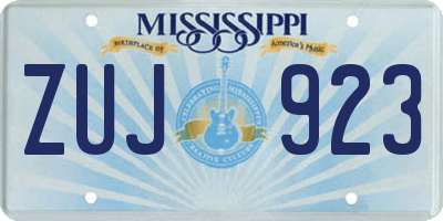 MS license plate ZUJ923