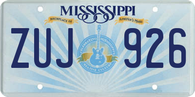 MS license plate ZUJ926