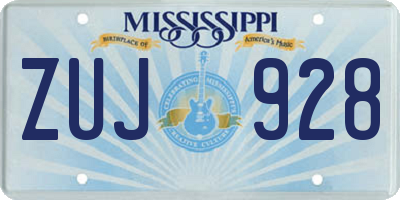 MS license plate ZUJ928