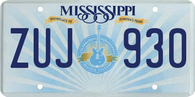 MS license plate ZUJ930