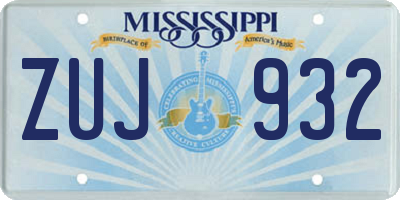 MS license plate ZUJ932