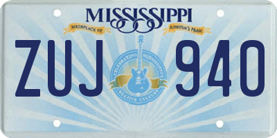 MS license plate ZUJ940