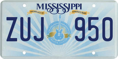 MS license plate ZUJ950