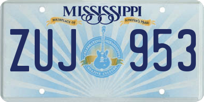 MS license plate ZUJ953
