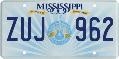 MS license plate ZUJ962