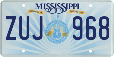 MS license plate ZUJ968