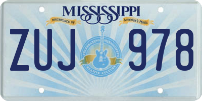 MS license plate ZUJ978