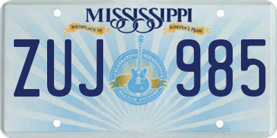 MS license plate ZUJ985