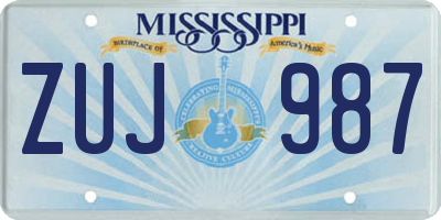 MS license plate ZUJ987